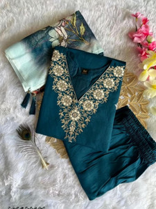 chandan fg Solid Anarkali Kurta, Bottom & Dupatta Set - Image 1