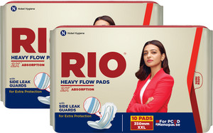 Rio Heavy Flow XXL 20 Pieces with 350mm coverage,Side Leak guards,PCOD