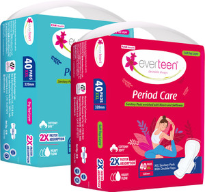 everteen Period Care XXL 40 Soft & 40 Dry Sanitary Pads Enriched With