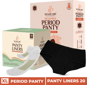 Senzicare Reusable Leak-Proof Period Panty(XL)& Herbal PantyLiners 20N