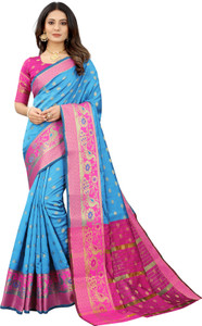 Buy PHEASANT Woven Kanjivaram Silk Blend Art Silk Light Blue