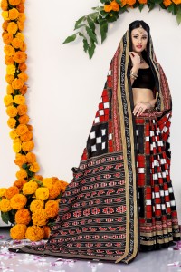 Buy Ethnic Odisha Handloom Digital Print Sambalpuri Pure Cotton Black