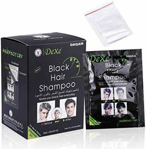 DEXE Instant 5-Min Black Hair Dye Shampoo - Demi-Permanent With Argan Oil, 10-20 Pack