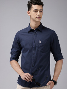 U.S. POLO ASSN. Men Solid Casual Blue Shirt - Image 6
