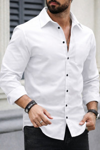 Shopsy METRONAUT Men Solid Casual White Shirt - Image 1
