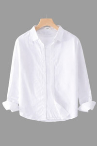 TorontoCN Men Solid Casual White Shirt - Image 3