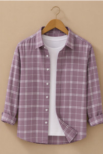 Shopsy METRONAUT Men Checkered Casual Pink Shirt - Image 1