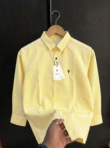 vdlooks Men Striped Casual Yellow Shirt - Image 4