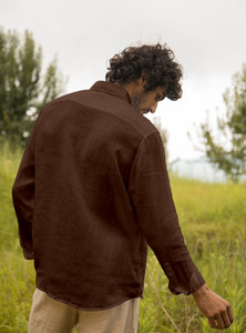javier Men Solid Casual Brown Shirt - Image 3