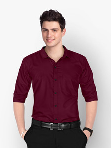 Maroon-Colored Solid Formez Shirt