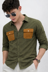 TINZ Men Solid Casual Green Shirt - Image 5