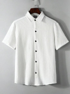 Zartha Men's Solid Casual Shirt - Premium Cotton, Size 42, Navy Blue & Red Stripe