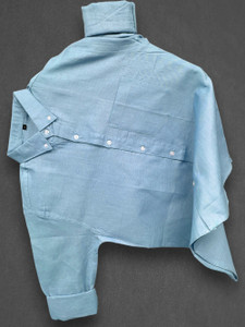 METRONAUT Men Solid Casual Light Blue Shirt - Image 6