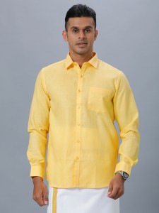 Ramraj Cotton Men Solid Casual Yellow Shirt Buy Ramraj Cotton Men Solid Casual Yellow Shirt