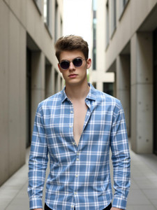 RODEIZ Men Checkered Blue Shirt - Image 6
