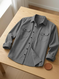 Shopsy VG BROTHER Men Striped Casual Grey Shirt - Image 1