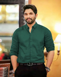 Maha arjun men solid formal green shirt outlet