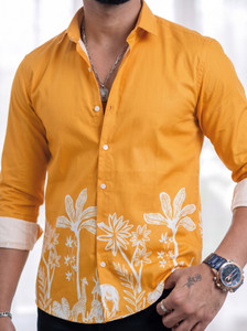 Shopsy BIKIT Men Yellow Printed Casual Shirt - Image 1