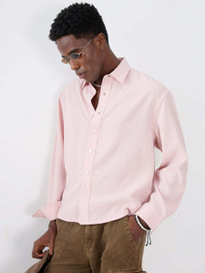 VASTRADO Men Solid Casual Pink Shirt - Image 6