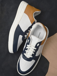 Blue Faux Leather Casual Lace up 