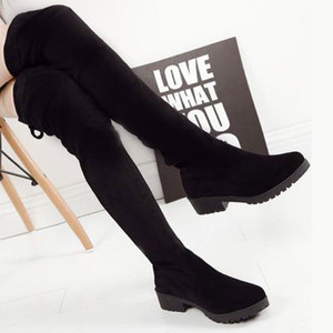 Street Style Store Black Winter Long Boots for Girls and Women