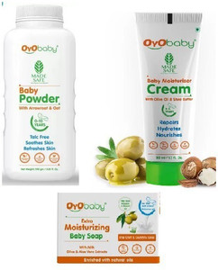 OyoBaby Powder 100g, Baby Cream 50ml Moisturizing Baby Soap 75g