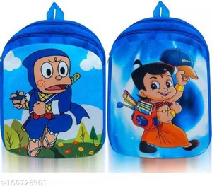 Chhota Bhim Ninja Hattori Combo School Cartoon Bag Soft Material plus Backpack Children s Gifts Boy Girl Baby School Bag for Kids Suitable for Nursery LKG UKG Play School Children Age 2 to 6 Year Scho...