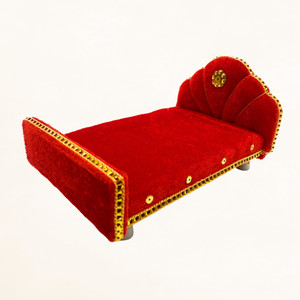 Navrang Laddu Gopal Bed – Lettino In Legno E Velluto Per Statua Bal Gopal, Colore Rosso, Dimensioni 20,3 X 12,7 Cm