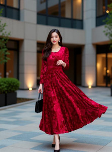 open lace back dress Buy Red Saree Gown In Crepe With Frill Sleeves And Delicate Hand Embroidery