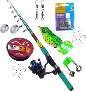 K ENTERPRISE 7 ft Green fishing rod and reel with frog lure Special green  heavy Multicolor Fishing Rod Price in India - Buy K ENTERPRISE 7 ft Green