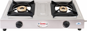 SURYAVIVA 2Burner Neo Steel 2B Cast Iron Burner Gas Stove, Silver - Image 5