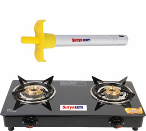Shopsy SURYAVIVA Photon 2B Combo Gas Stove, 2 Burner, Black - Image 1