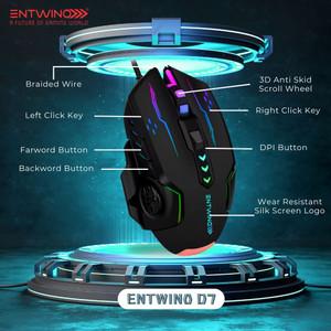 ENTWINO Gaming Mouse With 6 Buttons & RGB Lights, Laptops