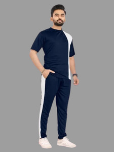 Men Colorblock Blue Night Suit Set Price in India Buy Men