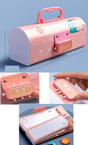 Suitcase Style Password Lock Pencil Case, Multi-Layer Pencil Box