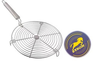 Roestvrij Staal Om Draadrooster Rek / Papad Jali / Roti Grill Ronde Vorm Met Houten Handvat Edition731