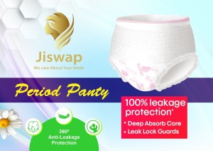 Jiswap Organic Cotton Cover Overnight Underwear - Panty Style Pad