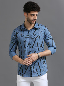 Shopsy PRINTOUT Men Printed Casual Blue Shirt - Image 1
