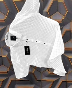 COMBRAIDED Men Self Design Casual White Shirt - Image 5