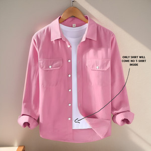 FOXEY Men Solid Casual Pink Shirt - Image 2