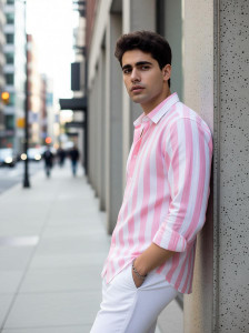 aadi Men Pink Striped Casual Shirt - Image 6