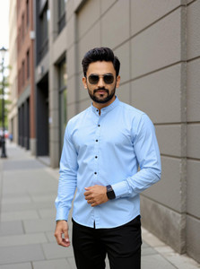 Shopsy RAHUL LOOK Men Solid Casual Light Blue Shirt - Image 1