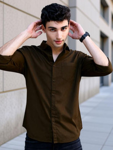 Boninos Men Solid Casual Brown Shirt - Image 6