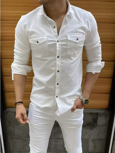 Shopsy EMTY FASHION Men Solid Casual White Shirt - Image 1