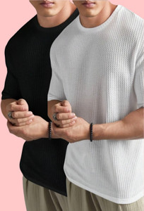 THE NEXT LEVEL Self Design Men Black, White T-Shirt Price in India - Buy THE NEXT LEVEL Self Design Men Black, White T-Shirt online at Shopsy.in - Image 1