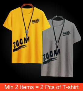 Shopsy Farlucci Printed Men Grey Yellow T-Shirt - Image 1