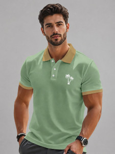 Shopsy Tazo Color Block Men Green T-Shirt - Image 1