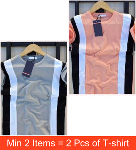 Shopsy squareretails Color Block Men Grey, Pink T-Shirt - Image 1