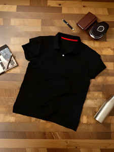 Crafted India Solid Men Black T-Shirt - Image 5