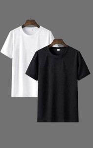 TIGERSNAKE Solid Men White, Black T-Shirt - Image 2